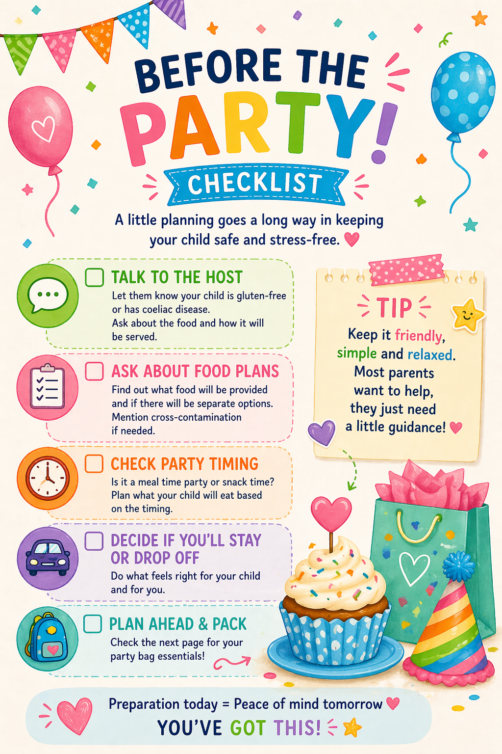 Gluten-Free Birthday Party Kit for Kids | Coeliac Safe Party Printables, Invitations, Checklist & Labels