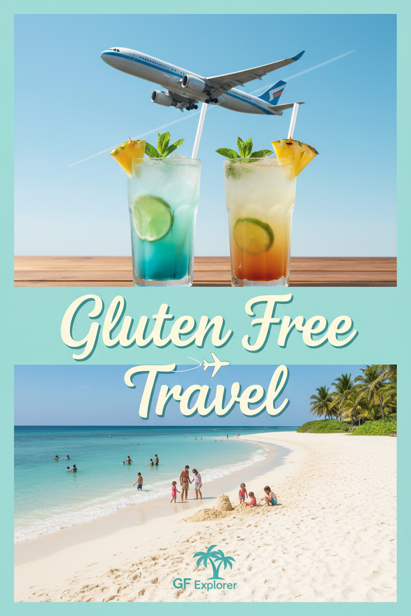 Gluten Free Travel - Cocktails, Aeroplane & Beach Pinterest Pin